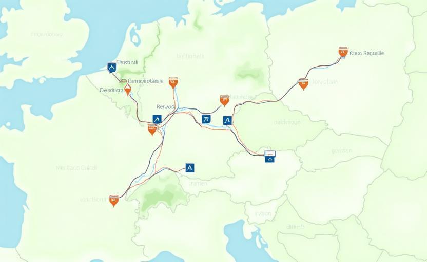 Mapa zvýrazňující české dálnice vyžadující dálniční známku