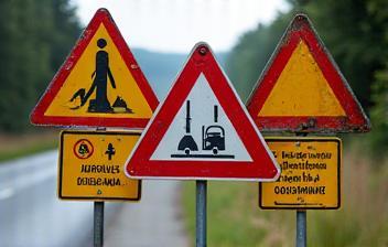 Výběr českých výstražných značek u silnice